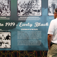 Checking out the Negro League exhibit at the 2013 MLB All-star Game FanFest