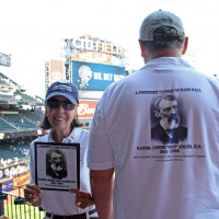 Joining his great-great-granddaughter, Marjorie, at her 1st Major League Baseball game.