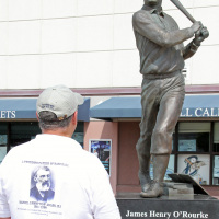 Checking out Bridgeport native, James "The Orator" O'Rourke's statue.