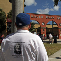 A Mets-Cardinals Spring Training game at Roger Dean Stadium.