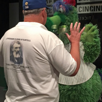 Doc Being Greeted By the Phillie Phanatic.